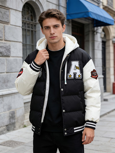 Men'S American-Style Embroidered Hoodie Jacket for Couples, Thickened for Autumn And Winter, Baseball Coat