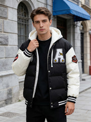 Men'S American-Style Embroidered Hoodie Jacket for Couples, Thickened for Autumn And Winter, Baseball Coat