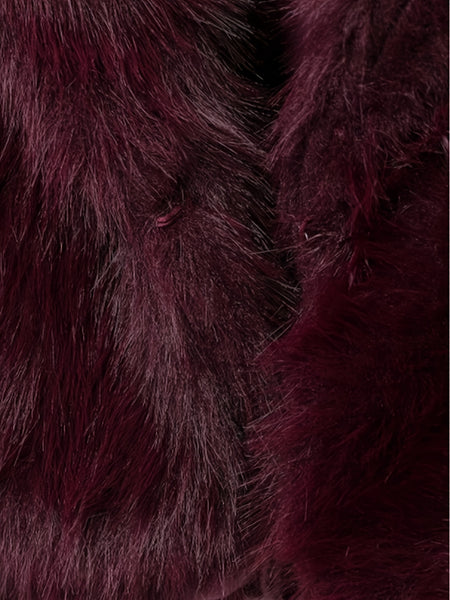 PEACHYZL Women'S Elegant Faux Fur Coat - Thickened Winter Jacket with Plush Lining, Loose Fit Long Sleeve Coat for Fall/Winter, BrownRed/
