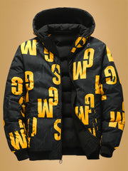 Villa Water OBM Men'S Winter Coat with Removable Hood, Double-Sided Wearable Trendy And Cool Jacket for Cold Weather