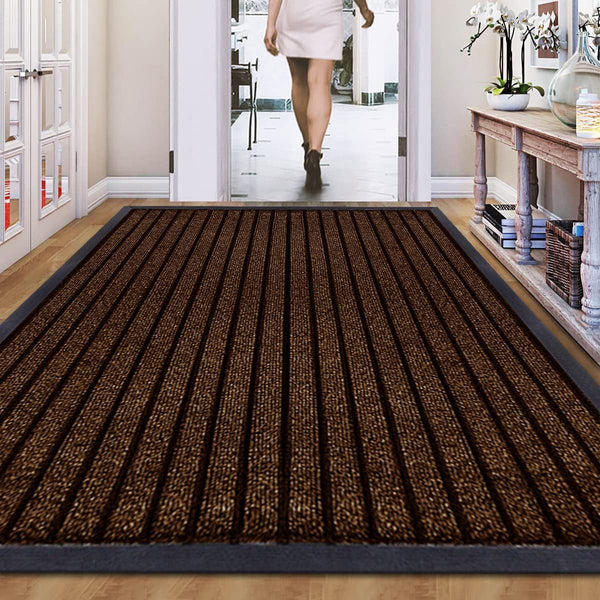 1pc Indoor/Outdoor Rug – 7 Stripe Polypropylene Woven Design with PVC Rubber Back – Heavy-Duty, Waterproof, Non-Slip Dirt-Grabber – Ideal for Entrance, Hallway, Kitchen, Living Room & High-Traffic Areas