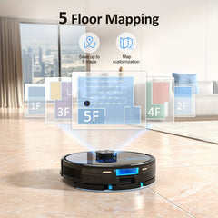 Lubluelu 2025 Latest SL60 Ultra 4500Pa Robot Vacuum And Mop Combination, Automated Vacuum, Self-Recharging, Anti-Siphon, 55Db Quiet Operation, Ultra-Slim Design, 5 Mapping Options, 24 Restricted Areas for Pet Hair on Carpets And Hard Floors