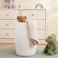 Large Foldable Laundry Hamper – Woven Rope Basket with Sturdy Handle for Dirty Clothes, Blankets & Toys – Ideal for Bedroom, Living Room Storage