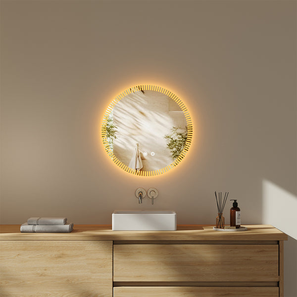 Round Wall-Mounted Bathroom Makeup Mirror, Frameless Glass Vanity Mirror for Hallways, Bathroom Accessories, Ideal Decorative Piece for Bedrooms, Dressing Rooms and Bathroom Vanity Units