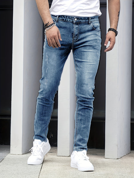 Men'S Denim Slim Fit Slimming Black Stretch Men'S Easy Casual Small Straight Leg Business Men'S Pants, Suitable for All 4 Seasons
