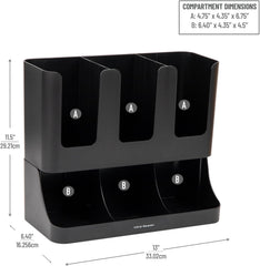VCCUIOB Mind 6 Compartment Upright Breakroom Coffee Condiment and Cup Storage Organizer, Black