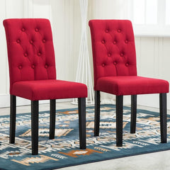 mcc direct Set of 2 Lined Fabric Dining Chairs With Solid Wooden Legs For Home & Commercial Restaurants
