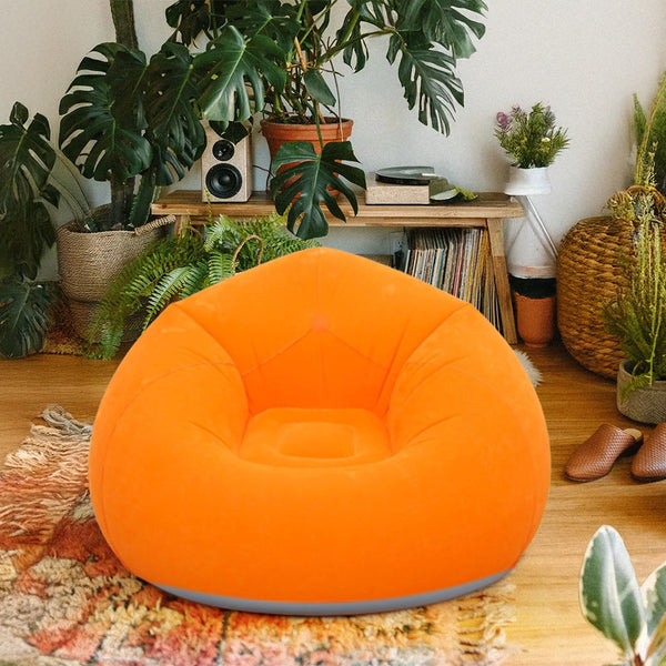 1PC Orange Spherical Inflatable Sofa, Large Inflatable Sofa, Equipped with Manual Inflation Pump, Suitable for Use in Living Room/veranda/bedroom, Size 100*100*58.5cm