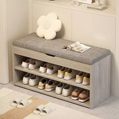 Heavy Duty Shoe Storage Bench with Cushion, Large Shoe Bench Storage with Seat, Two Layer Shoe Rack Storage, Shoes Storage Cabinet Organiser Cushion Padded Seat Hallway Stools for Hallway Foyer