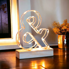 Light Up Letter | LED Alphabet Wire Frame Letter Lights | Rose Gold Copper Initials | Personalised Lighting | Battery Powered | For The Office Living Room Bedroom | Gift For Her