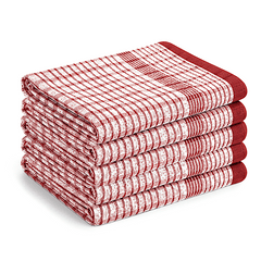 Checked Tea Towels Dish Cloths Pack of 5 Cotton Towels Quick Dry Large Size 50x75cm