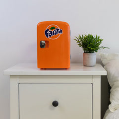 Coca Cola 4L Mini Fridge Fanta 6 Can Portable 12V Cooler / Warmer in Orange
