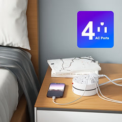 New Multifunctional Power Board/socket, Cable Retractable/cable Tidy, Equipped with 4 Power Sockets, with (2 USB-A) (1 TYPE-C), 2m/6ft Power Cord/automatic Short Circuit Protection Function/easy to Carry/suitable for Home And Office Use.