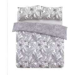 Night Comfort Breathable Duvet Cover with Pillowcases | 100% Polycotton Percale Exclusive Peyton Grey White Design | Machine Washable and Non-Allergenic Bedding Set