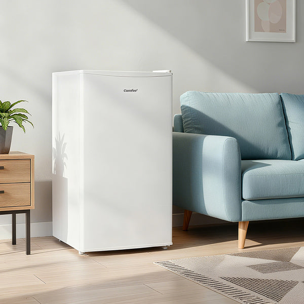 COMFEE' 60 Litre Upright Under Counter Freezer, 48cm Freestanding Freezer - Adjustable Thermostat & Reversible Door for Flexible Installation - 4-Star Freezer Rating Performance in Energy Saving, White Design (Energy E) - Ideal for Small Kitchens, Restaur