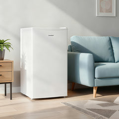COMFEE' 60 Litre Upright Under Counter Freezer, 48cm Freestanding Freezer - Adjustable Thermostat & Reversible Door for Flexible Installation - 4-Star Freezer Rating Performance in Energy Saving, White Design (Energy E) - Ideal for Small Kitchens, Restaur