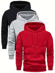 3 Counts Hooded Sweatshirt Men'S Light Version New Fleece Men'S Casual Versatile Fashion Trendy Brand Pullover Hoodie Mixed 3pcs Set