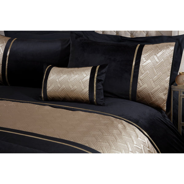 Capri Duvet Cover Set – Single, Double, King & Super King Sizes | Luxury Bedding with Metallic Panel in Black & Silver, Black & Gold | Soft & Durable Polycotton (50% Cotton, 50% Polyester) – Comfortable & Easy-Care Quilt Cover with Matching Pillowcases |