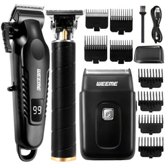 WEEME Golden 3pcs 2pcs 1pc Men's Hair Clipper Set, USB Rechargeable Hair Clippers, Trimmer And Shaver Kit, with Guide Combs & Cleaning Brushes, Grooming Gift Set for Men, Husband, Boyfriend, Dad Valentine's Day Gift