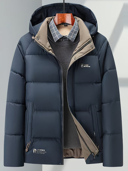 Winter New Warm Jacket with Detachable Hood, Trendy Fashion Men's Parka Coat, Business Casual Versatile Outerwear