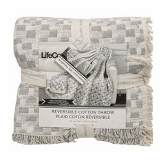 Life Comfort Reversible 100% Cotton Gauze Grey Throw, 127 X 162 Cm