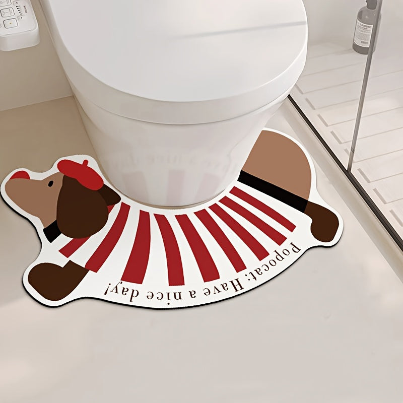 1pc Cute Dachshund Bathroom Mat, Silica Gel U-Shaped Non-Slip Absorbent Foot Mat, Hand Wash Only, Soft PVC Material, Home Decor