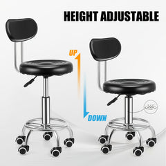 Adjustable Rolling Swivel Stool, Hydraulic Heavy Duty Drafting Chair Stool with Backrest, for Salon Office Therapist Beauty Spa Hairdressing Tattoo, 360-Degree Rolling Wheel, Black