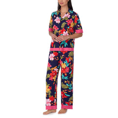 Room Service Ladies Notch Collar Pyjama Set in Navy