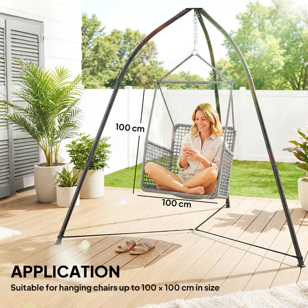 Hanging Chair Stand, Tripod Hammock Chair Stand Only with Chain, Adjustable Height, Weather & Rust Resistant, Load Capacity 150 kg, for Patio, Garden, Black