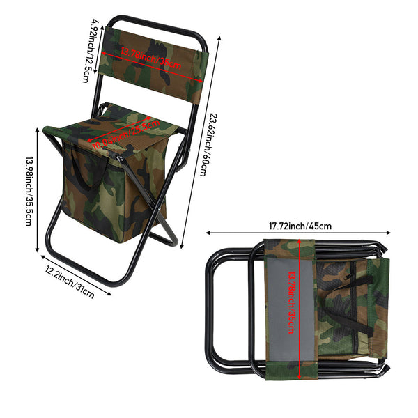 1PC Folding Chair with Storage, Foldable Fishing Seat Lightweight Chair, Portable Chair Home, Small/Large More Colors