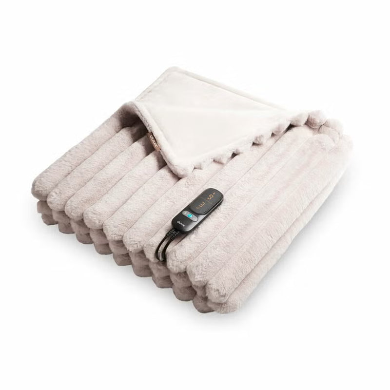 Duux Yentl Grey Heated Faux Fur Overblanket, 200 X 200 Cm