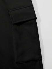 6pcs Women'S Casual Short Camisole And Elastic Waist Pocket Work Pants Set for Spring And Summer, Solid Color Everyday Outfit