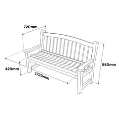 Anchor Fast 3 Seater Pine Wood Bench