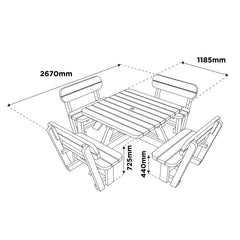 Anchor Fast 8 Seater Pine Wood Picnic Table