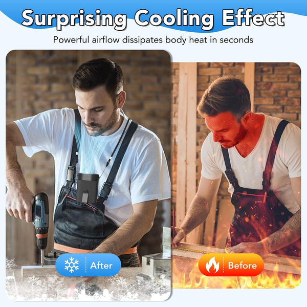 COZOME Portable Waist Fan with 4-Speed Settings, Dual Clip Design, Hands-Free Neck Hanging Fan for Outdoor Activities