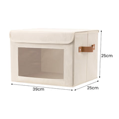 5 Packs Foldable Storage Bins with Lids 39*25*25cm Cube Organizer Baskets with Clear View Window & Handles, Fabric Storage Cubes for Closet, Shelf & Home Organization