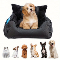 Comfortable Car Seat for Small Dogs And Cats, Featuring a Safety Leash, Storage Pocket, And Non-Slip Base, Perfect for Safe Travel (Black, 50X50X20Cm)