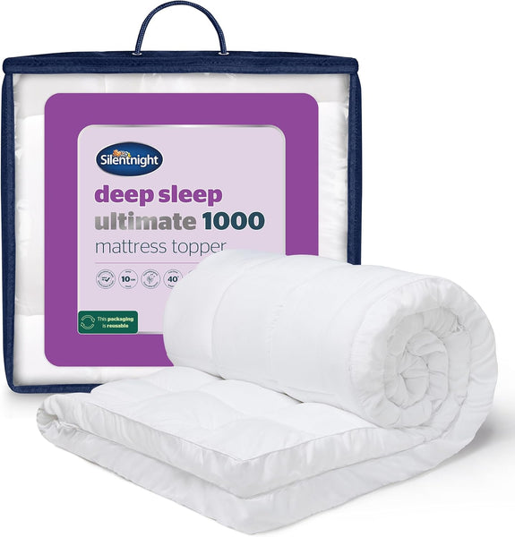 Silentnight Deep Sleep Mattress Topper Single Bed - Soft Supportive Comfortable Durable Bed Topper with Easy Fit Elasticated Straps - Hypoallergenic and Machine Washable - Single - 190X90Cm