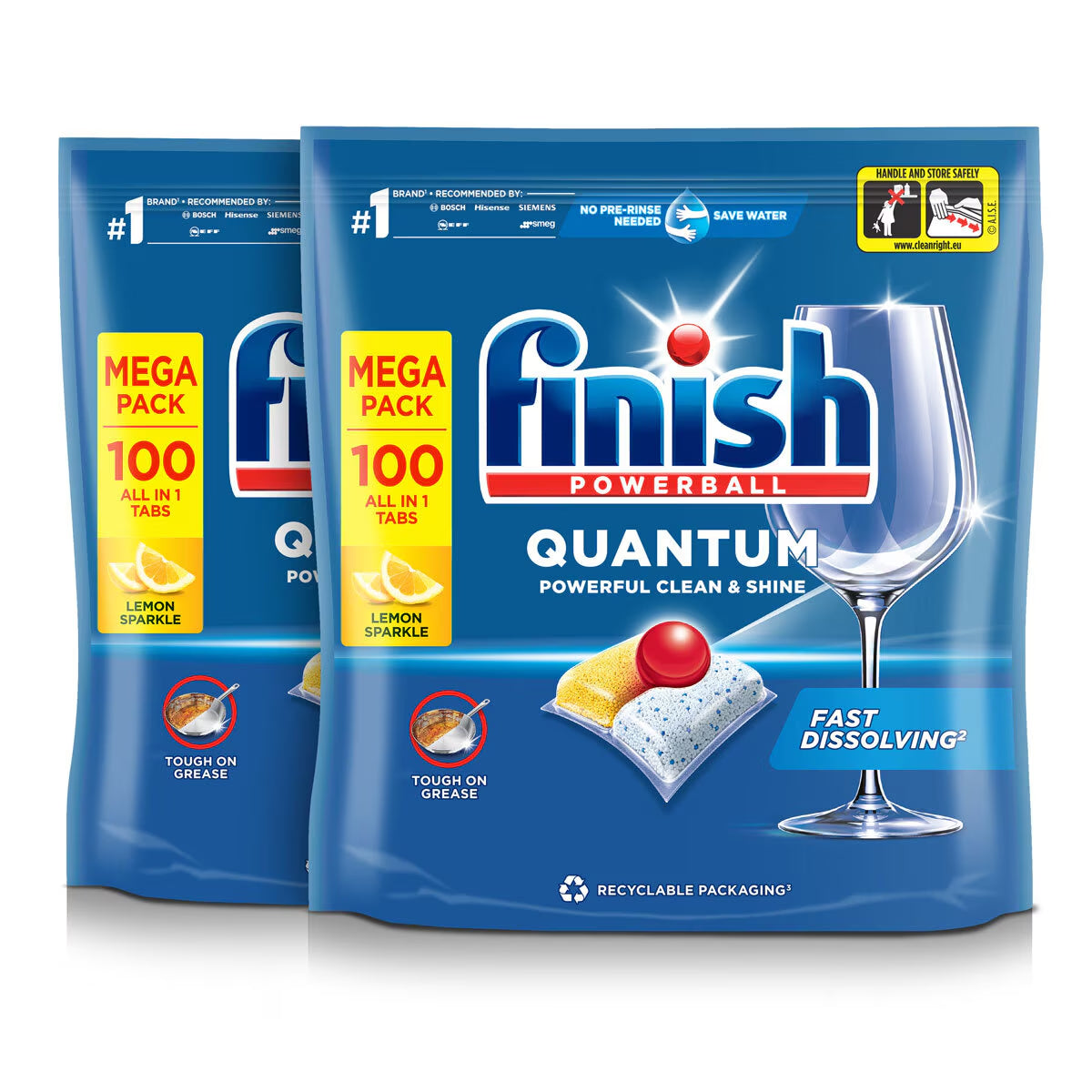 Finish Powerball Quantum Dishwasher Tablets, 2 X 100 Pack