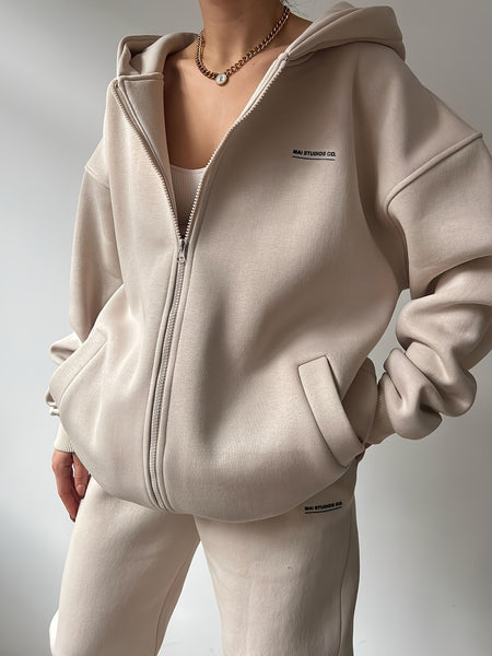 New Women'S Two-Piece Outfit Featuring a Casual Solid Color Hoodie And Sweatpants, Including a Zip-Up Hoodie And Matching Solid Color Joggers