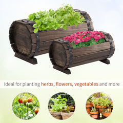 Outsunny 2Pcs Wooden Flower Plant Pot Outdoor Plant Box with Solid Wood