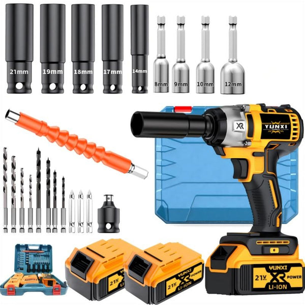 Wireless Electric Impact Wrench, Lithium Electric Wrench Set - Multifunctional Tool Set, Portable, Suitable For Car Maintenance, Furniture And Scaffolding Installation, A Gift Of Electric Tools For Husbands