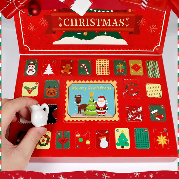 2025 Christmas Advent Calendar Mini Ceramic Vase Fridge Magnets with Plants Christmas Countdown with Mini Fridge Magnets, Fridge Decor for Kitchen Office Daily Surprise Gift