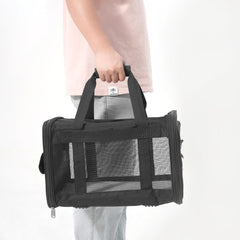 Foldable Pet Carrier Backpack with Adjustable Shoulder Strap, Dog Transport Box for Medium Small Dogs Cats, Load Capacity 3-6 kg, Travel Carrier, Black