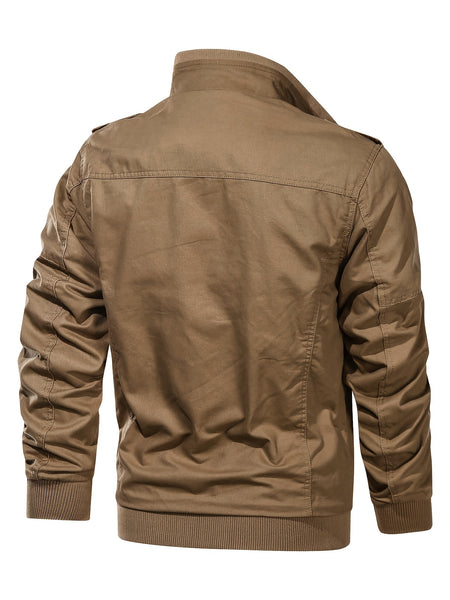 Men's autumn and winter outerwear jacket with warm and thick velvet, windproof and warm, casual multi pocket jacket for winter