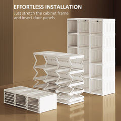 Portable Clothes Wardrobe for Bedroom, Foldable Clothes Organiser with Cube Storage, Hanging Rods, Magnet Doors, White, Modern Design, Modular Compartments, Magnetic Doors, Wrinkle-Free Hanging Space, Robust And Reliable