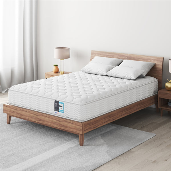 Costoffs Single/Double Bed Mattress Medium Firm Pocket Coil Spring Mattress, Vacuum Packed, Fabric Encased Coil, Bedroom Furniture, 90x190cm/130x190cm, Grey/White