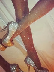 A Set of Women'S Shimmering Rhinestone Sheer Tights - Alluring Transparent Stockings Made from a, Available in Solid Colors, Suitable for All Seasons for Adults.