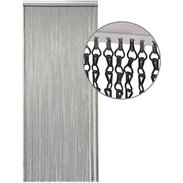 Aluminium Door Fly Screen Metal Chain Curtain Blind Insect Blinds 214cm *90cm