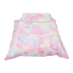Plush Tie Dye Bedding 3pcs - Faux Fur Tie Dye Duvet Cover, Nordic Colorful Design & Zipper Closure, Plush Warm Bedding Set for Autumn and Winter, Suitable for Bedroom, Valentine's Day Easter Home Gift (Pillowcase Included, Duvet Insert Not Included)